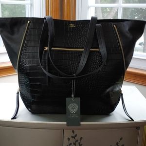 Vince Camuto black pebbled leather tote NWT